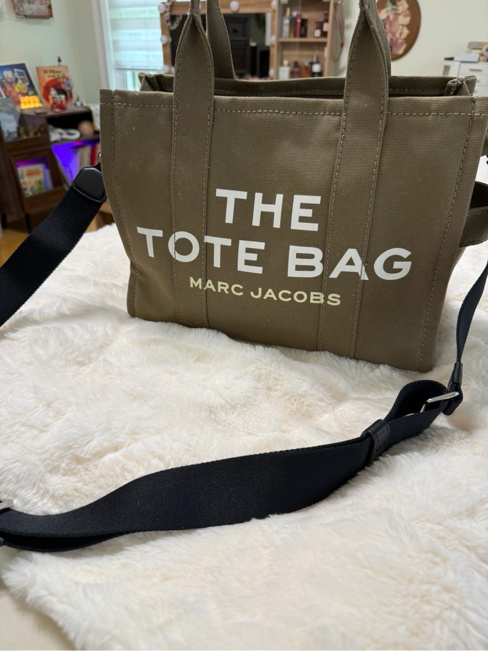 Marc Jacobs Olive Green Canvas Tote with White Logo